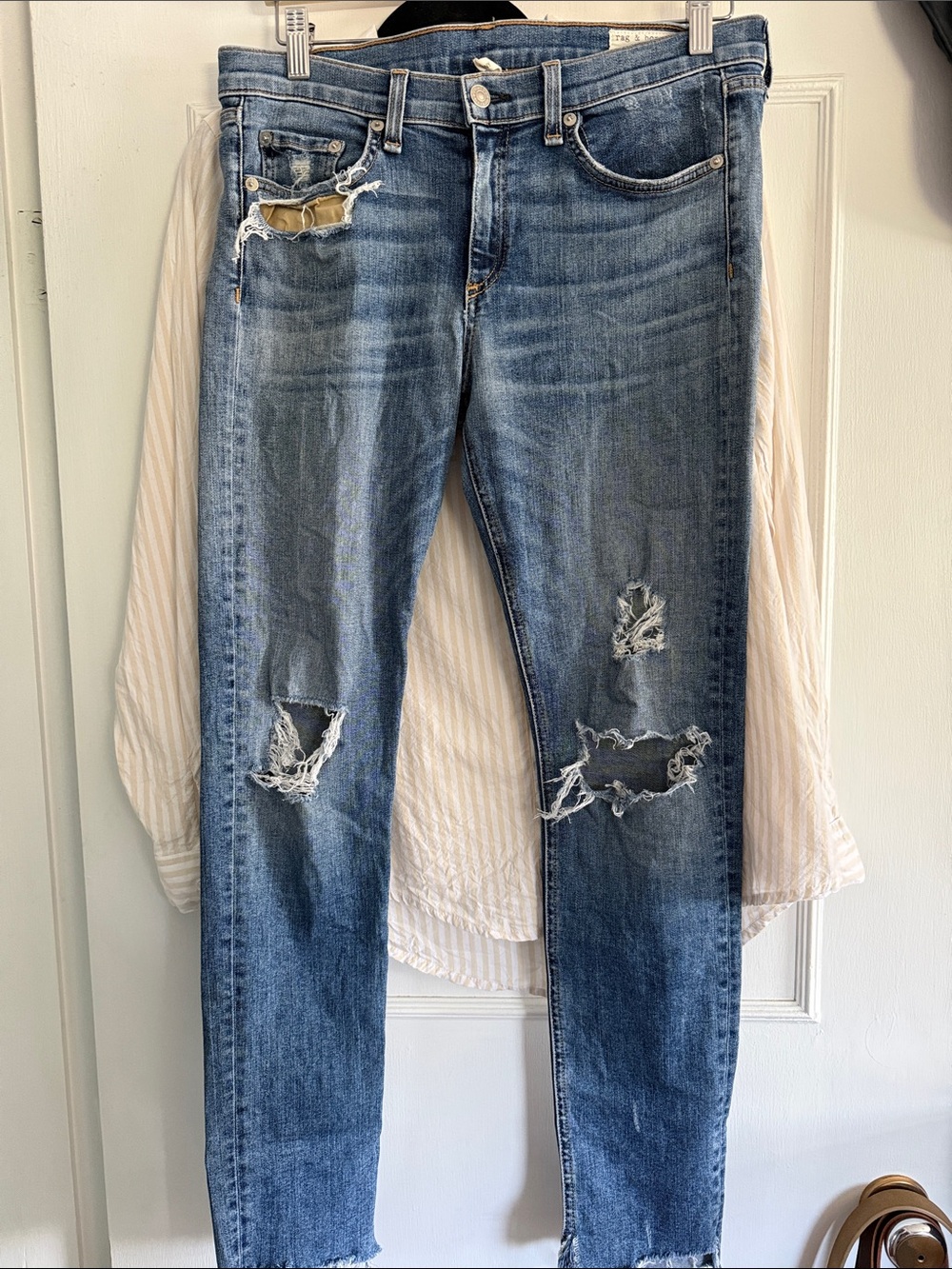 rag & bone Light Blue Distressed jeans